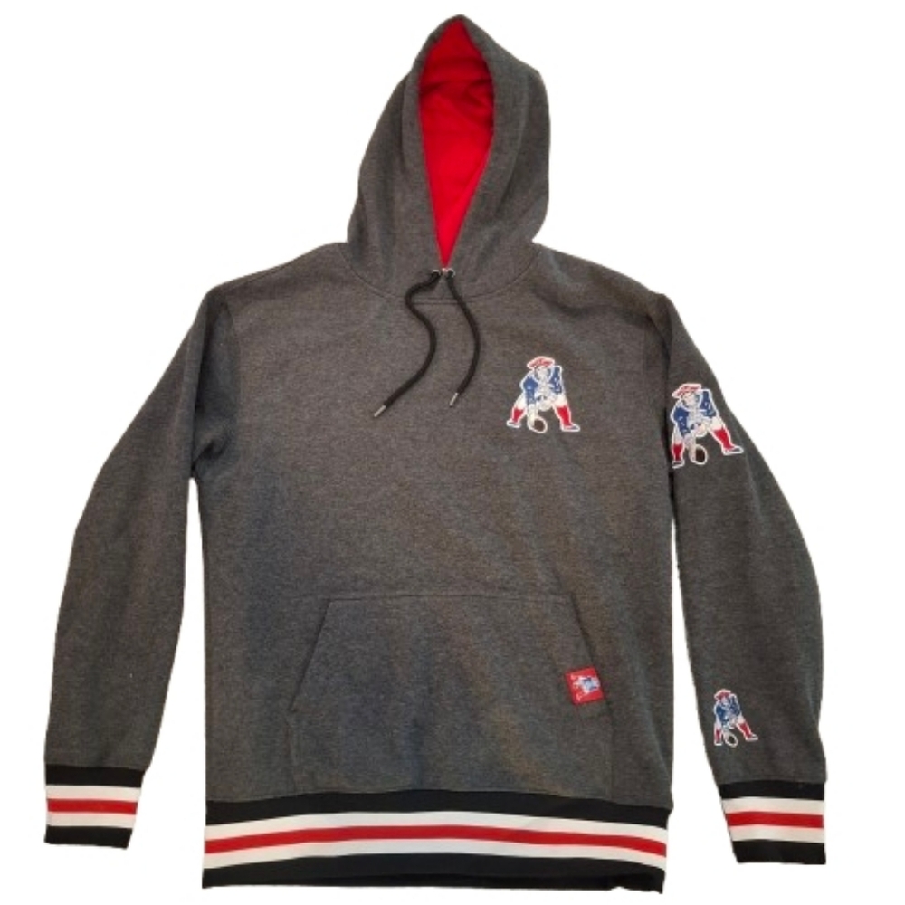 NFL New England Patriots Hoodie Sweatshirt Adult Small Gray Logo Authentic EUC